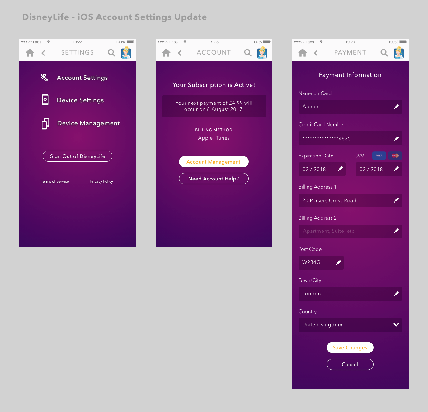 DisneLife - Account Settings